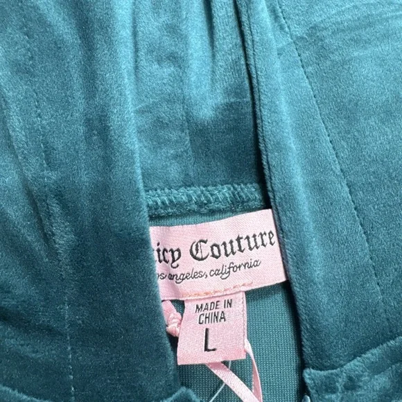 JUICY COUTURE Velour Tracksuit  Track Suit Large Rare Dark Seafoam Rhinestones - Picture 4 of 15